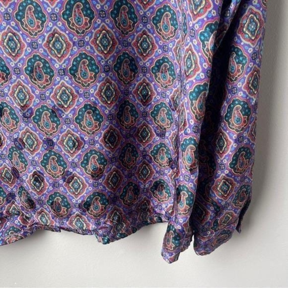 Vintage Blouse Women's Large Lavender Purple Paisley Mod Retro Office Secretary - Picture 9 of 12